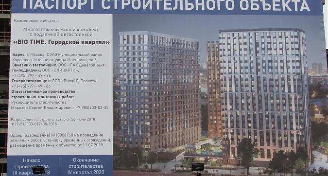 ЖК Big Time, паспорт объекта, вид с ул. Мневники - 9 Квартирный контроль