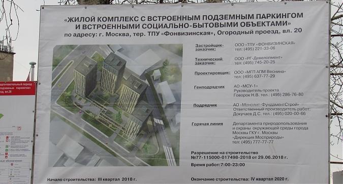 ЖК Фонвизинский, паспорт объекта, вид с Огородного пр-да, фото - 1 Квартирный контроль