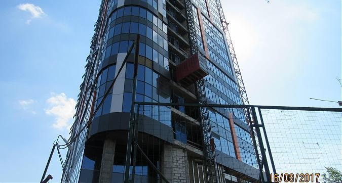 ЖК Мосфильмовская (Штаб-Квартира на Мосфильмовской), облицовочные работы - вид с Мосфильмовской улицы, фото 1 Квартирный контроль