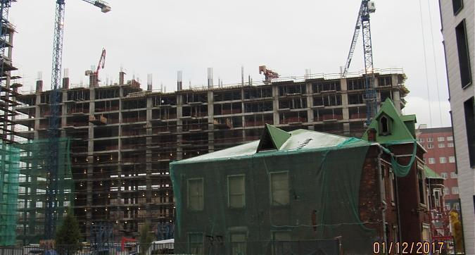 ЖК Резиденции композиторов (AFI residence Павелецкая), корпус 2.2 - монолитные работы на уровне 1-го этажа, вид со стороны Павелецкой набережной, фото 2 Квартирный контроль